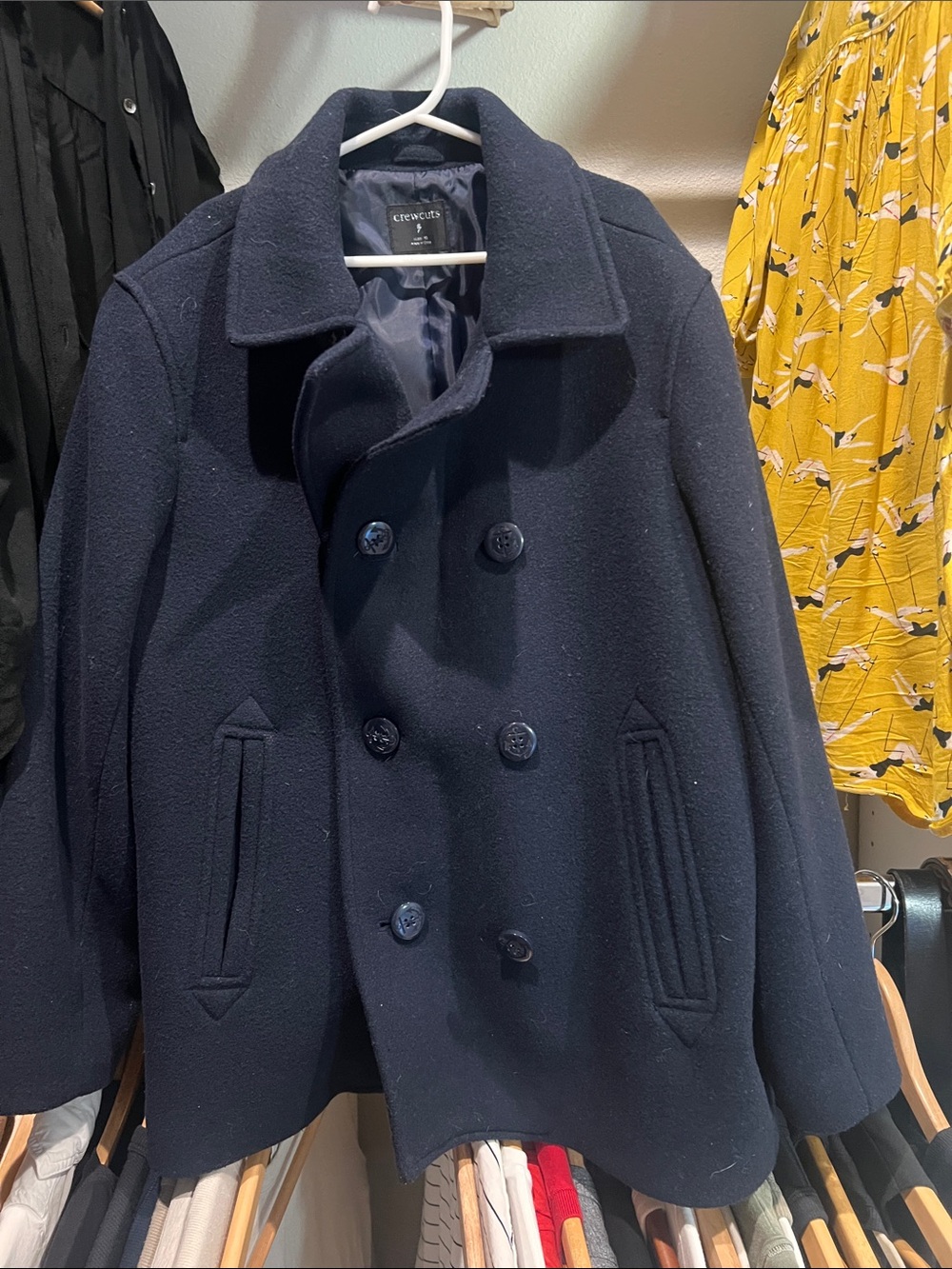 Crewcuts Dark Navy Double-Breasted Wool Peacoat